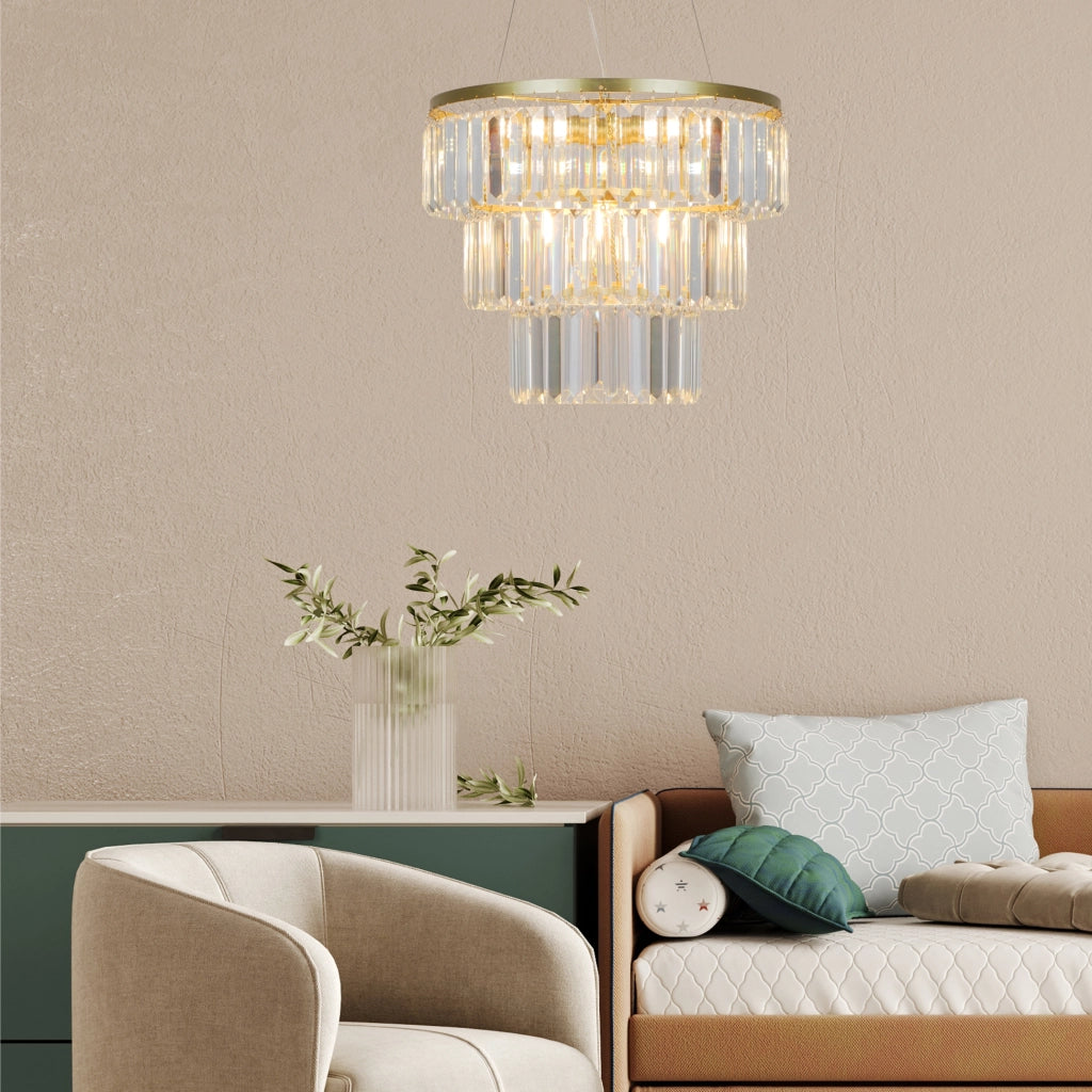 Lampadario Tiffany glamour cristallo oro Ø40 4xE14