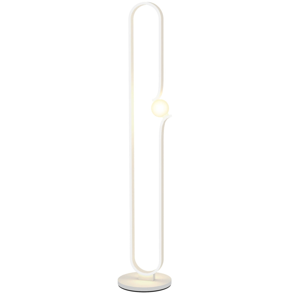 Lampada da Terra a LED Design ad Arco con Sfera in Vetro Luminosità Regolabile e Interruttore a Pedale Bianco
