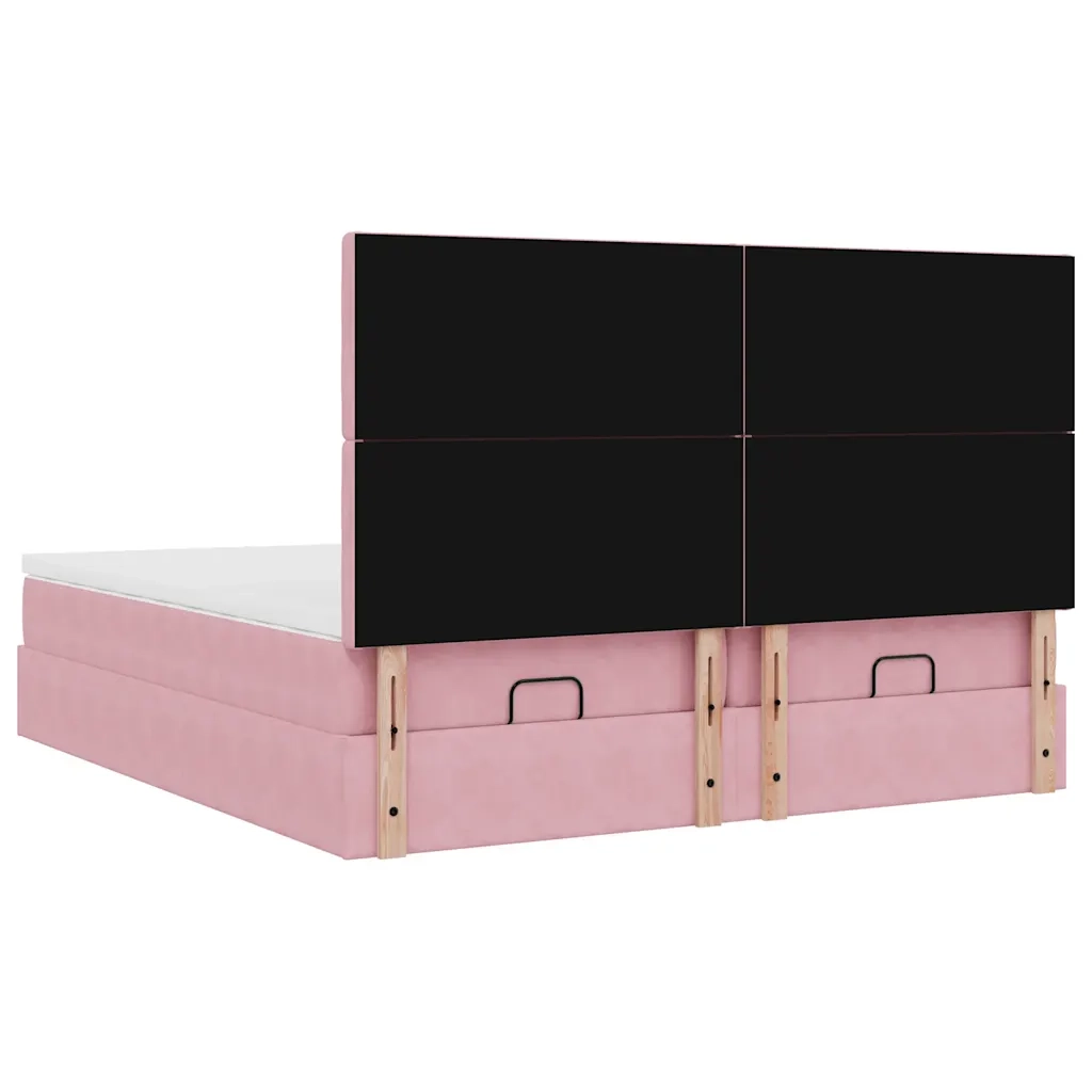 vidaXL Struttura Letto Pouf con Materassi Rosa 180x200 cm Velluto