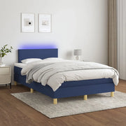 Letto a Molle con Materasso e LED Blu 120x200cm in Tessuto