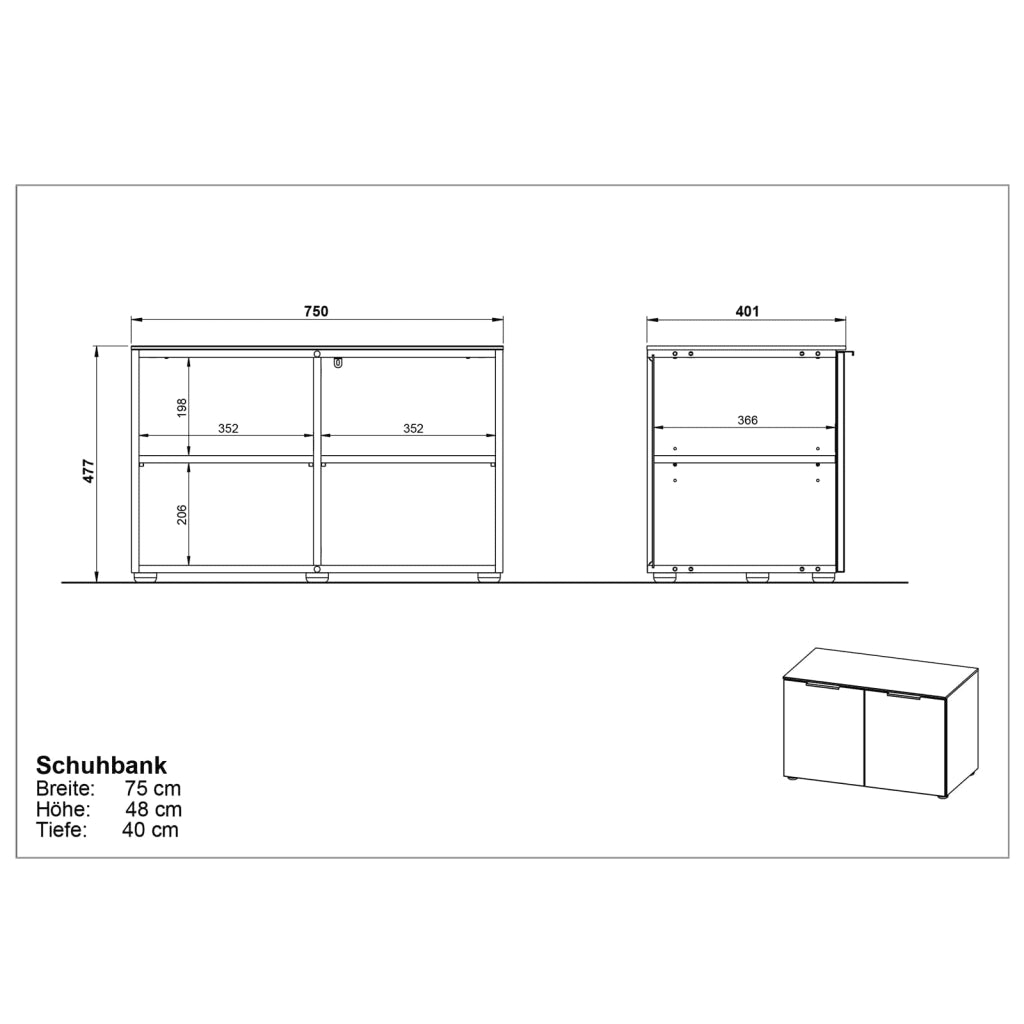 Germania Scarpiera con Panca GW-California 40x75x48cm Cachemire e Noce 438410