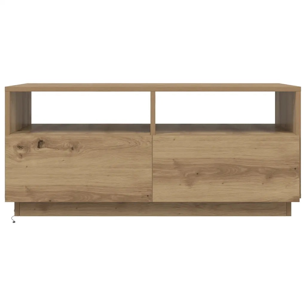 Tavolino da Salotto con Luci LED Rovere Artigianale 90x49x40 cm 857711