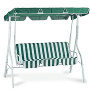 Dondolo tre posti con copertura, acciaio e poliestere 160 gr/m², bianco verde 113x170 h.156cm Fredi