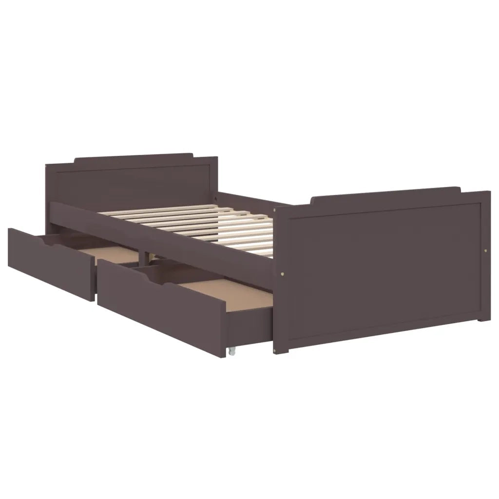 Giroletto Cassetti Marrone Scuro Legno Massello Pino 90x200 cm cod mxl 63887