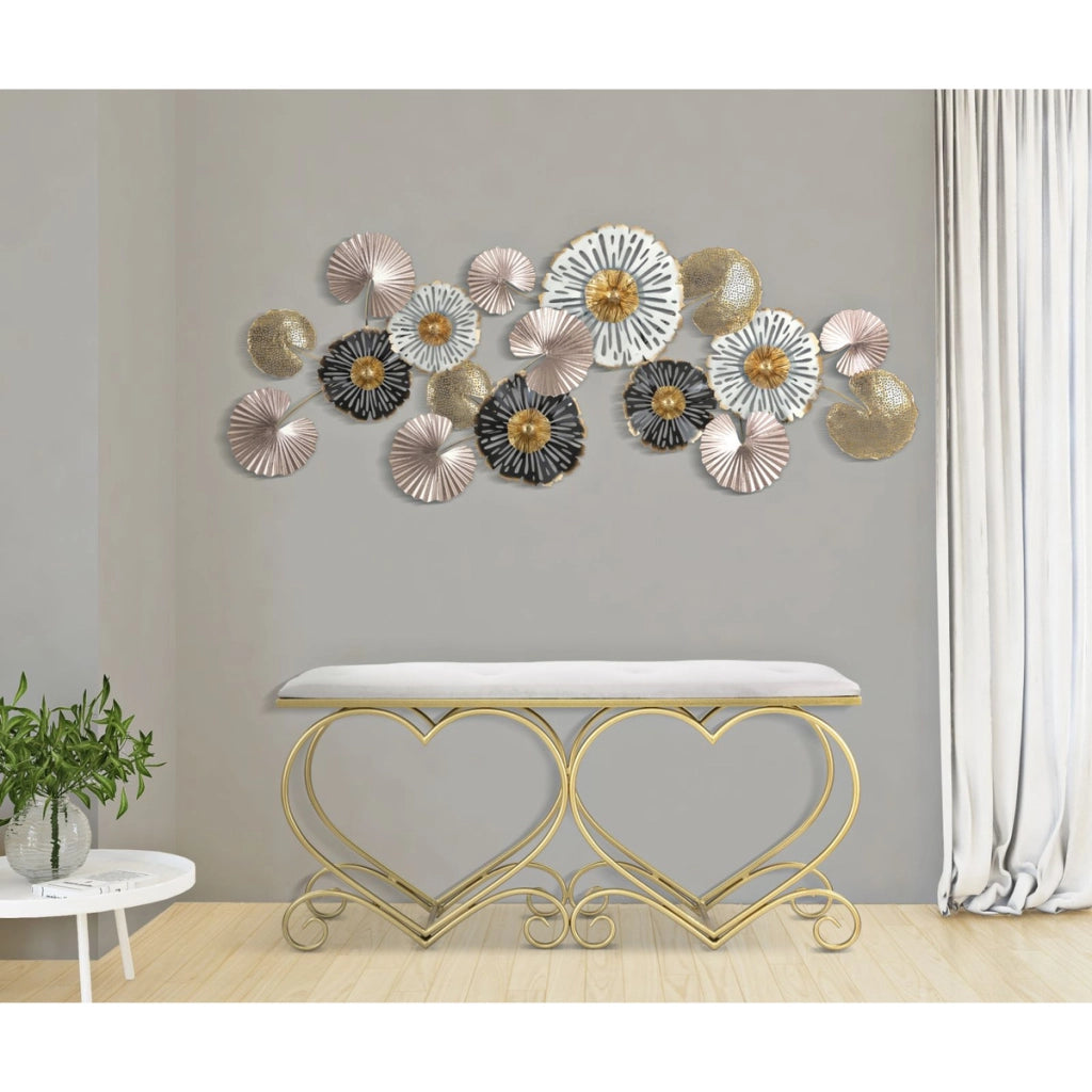 Panca Cuore 3, Oro, Metallo, 105x37,5x51,5 cm