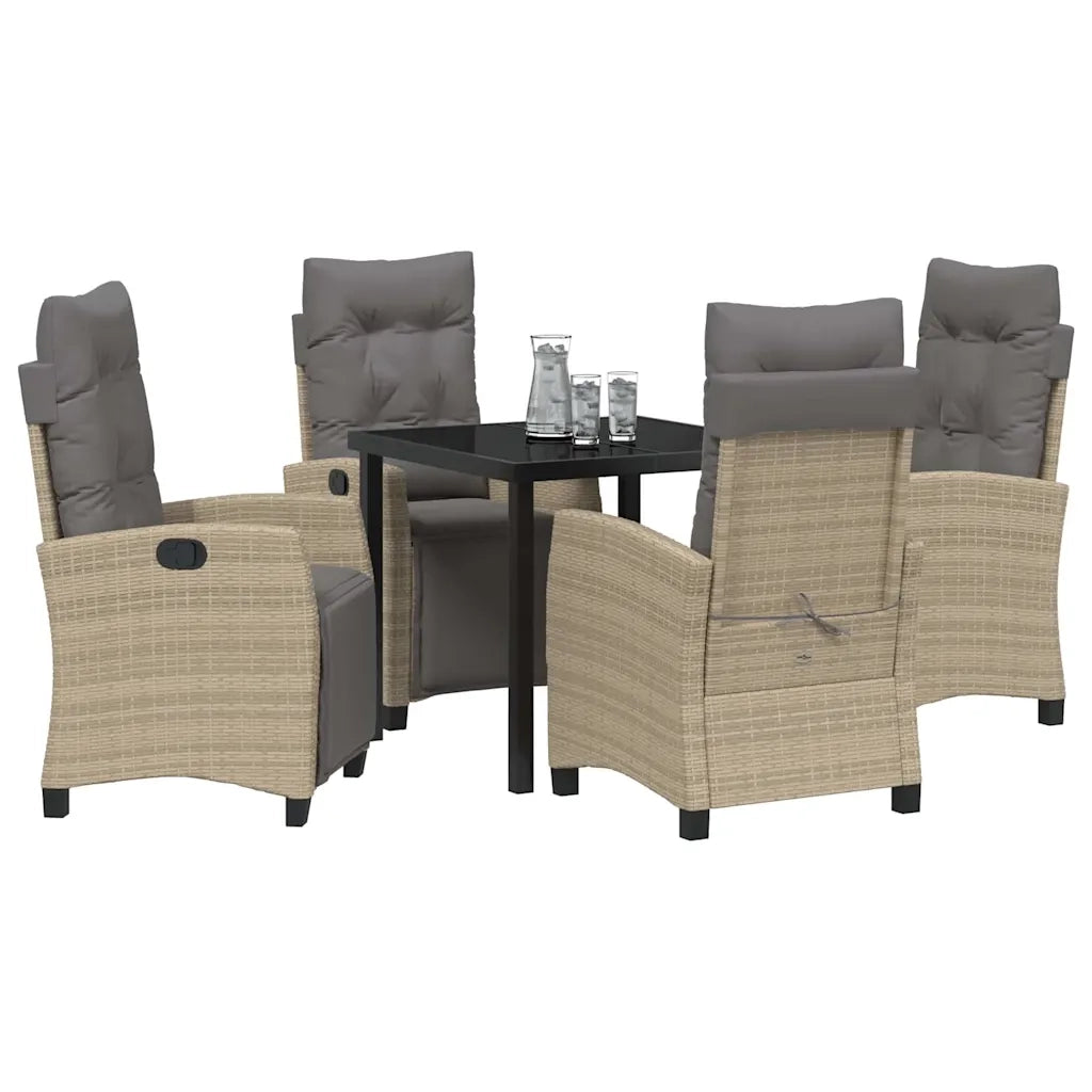 Set da Pranzo per Giardino con cuscino 5 pcs Beige polyrattan 3380450