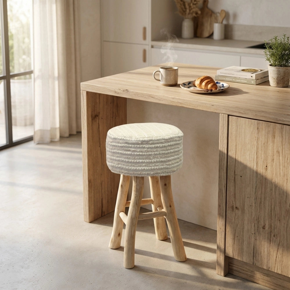SGABELLO IN LEGNO MARRONE CHIARO E BIANCO SALOMON 40 X 70