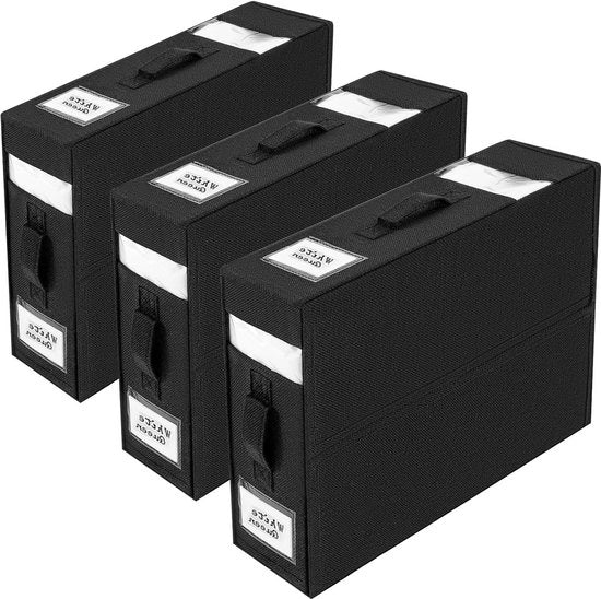 Set di 3 contenitori di archiviazione pieghevoli con maniglia - Nero per abbigliamento e coperte
