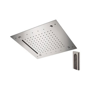 Soffione a soffitto 3 getti 43x43 cm con led in acciaio inox