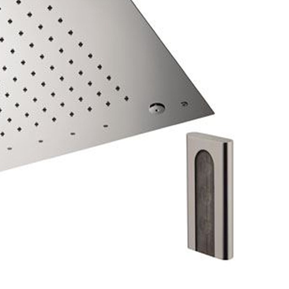 Soffione a soffitto 3 getti 43x43 cm con led in acciaio inox