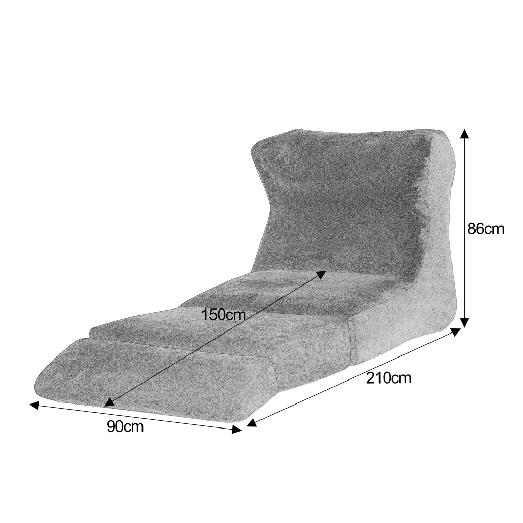 Fauteuil convertible modulare con seduta ampia e design originale in schiuma grigia 31 × 31 × 107 cm