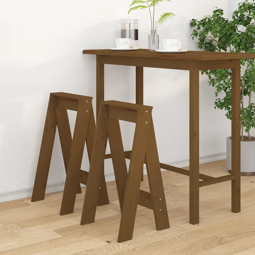 Sgabelli 2 pz Marrone Ambra 40x40x75 cm Legno Massello di Pino 823672