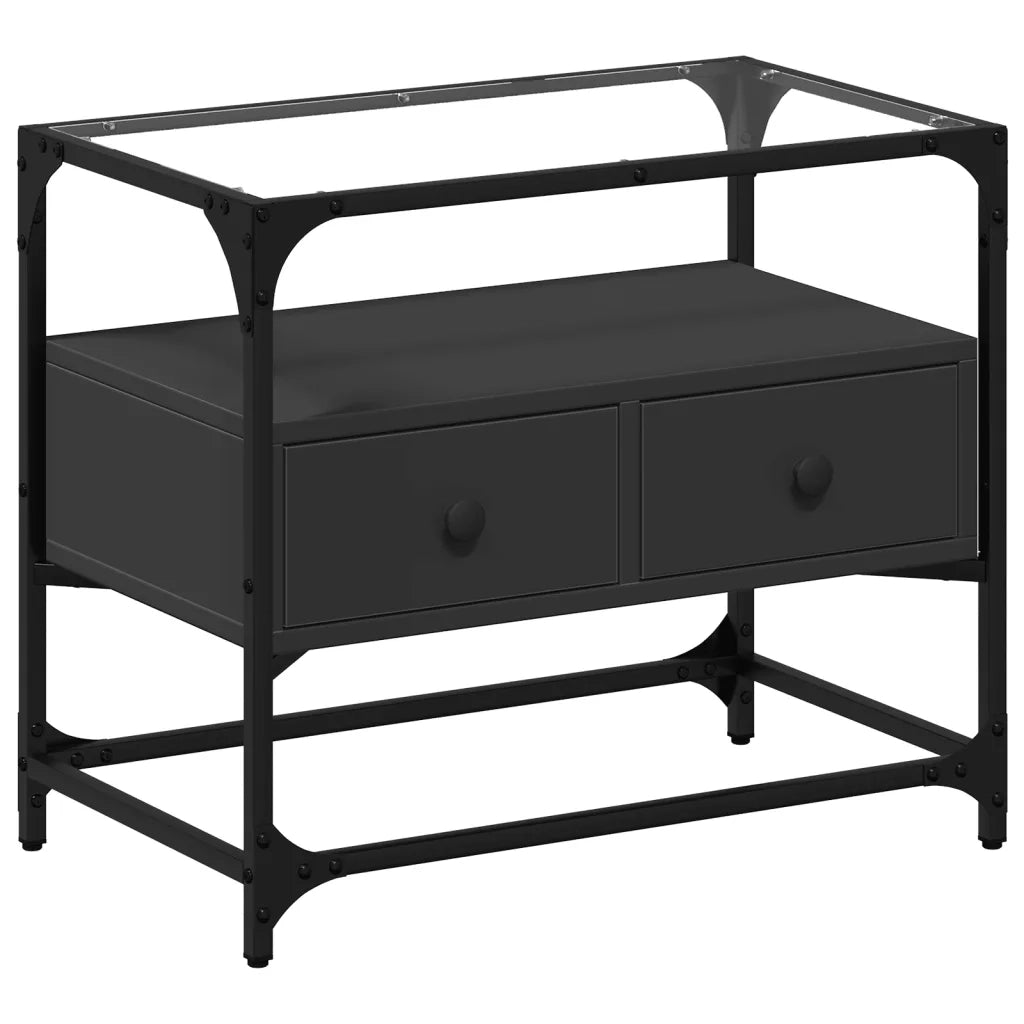 vidaXL Mobile TV con Piano in Vetro Nero 60x35x51 cm Legno Multistrato