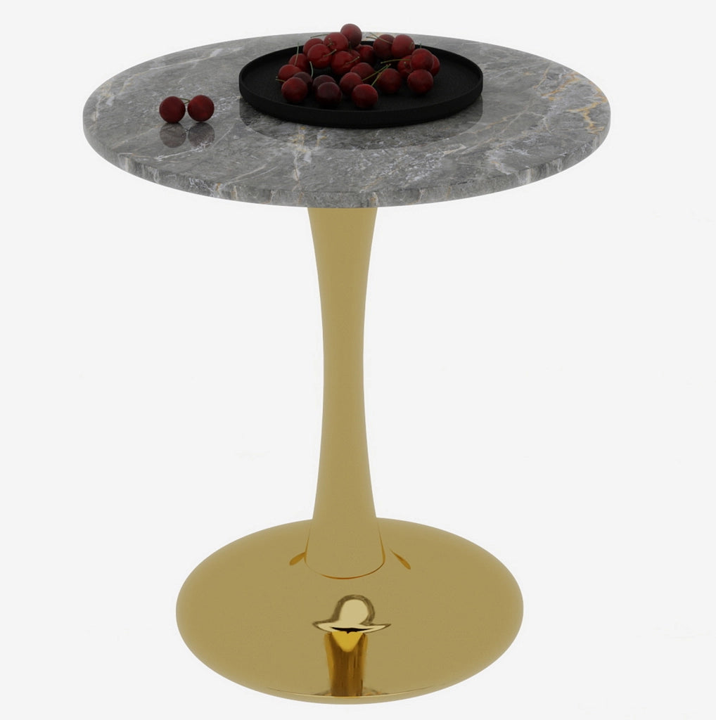 Tavolino da caffè rotondo in marmo artificiale; stile minimalista; dorato