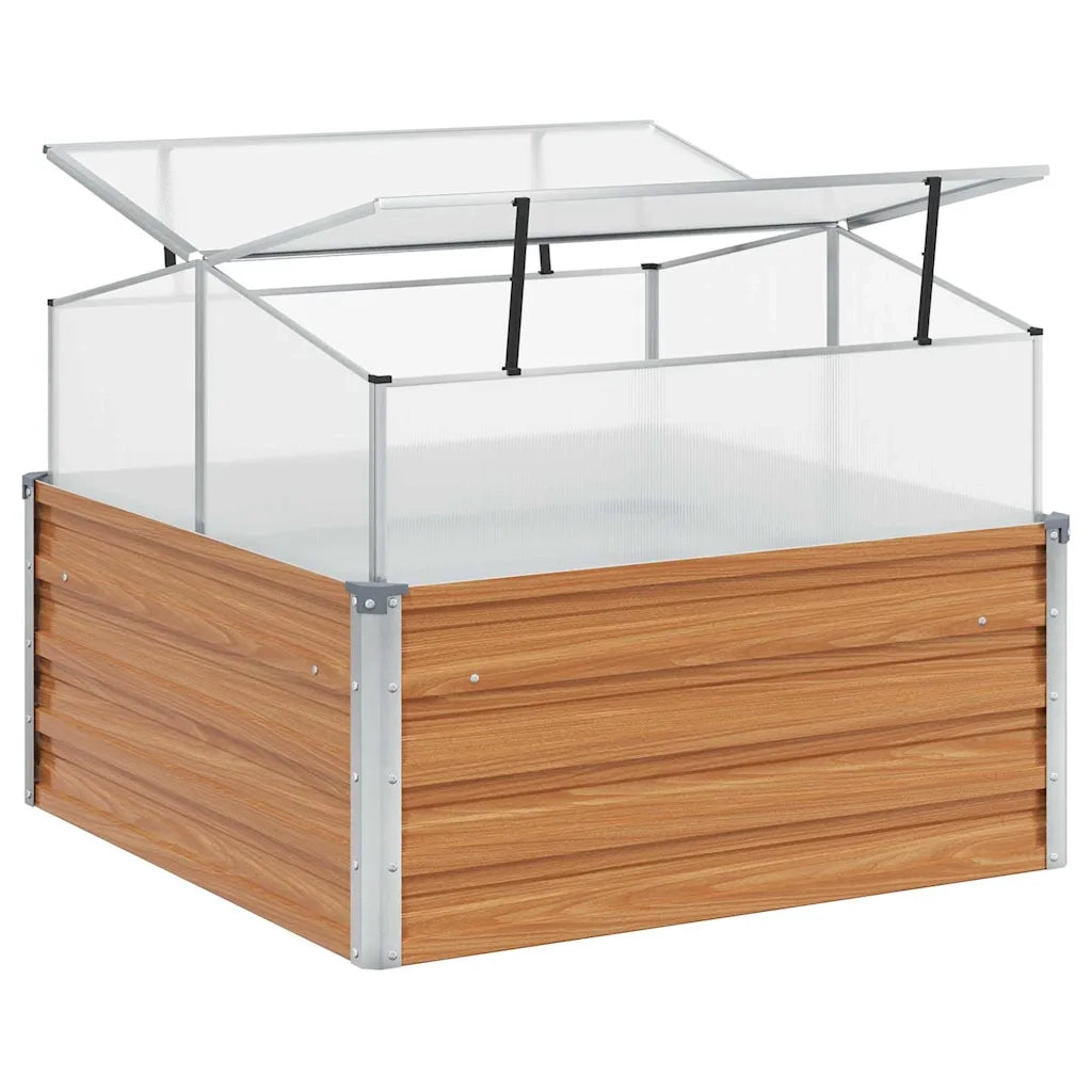 Fioriere | Cassetta per fiori | Vaso da giardino con serra Marrone Chiaro 100 x 100 x 77 cm