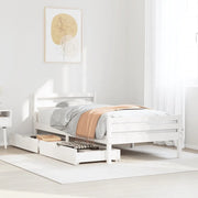 Giroletto senza Materasso-Struttura Letto Bianco 100x200 cm Legno Massello Pino 220013