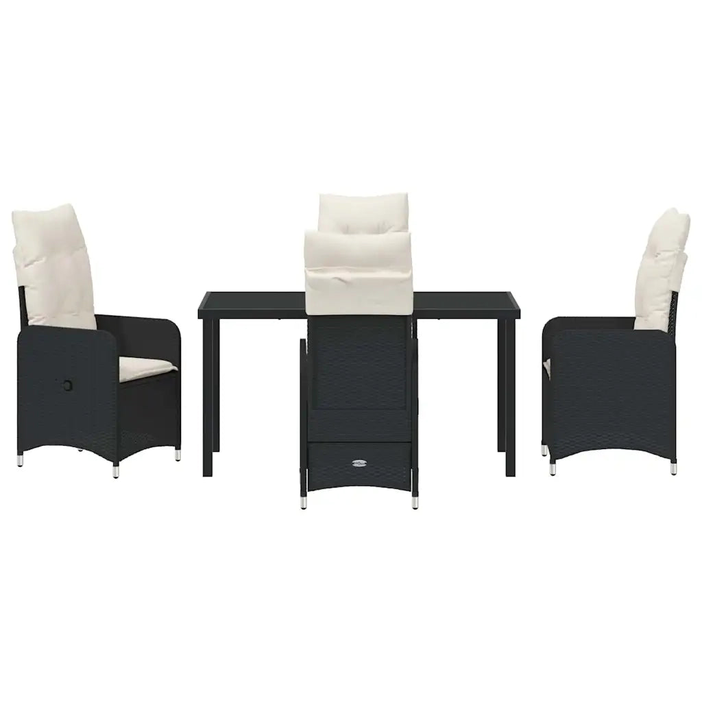 Set da Pranzo per Giardino con cuscino 5 pcs Nero polyrattan 3379634