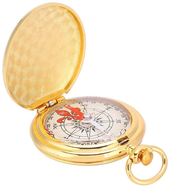 Compasso Portatile - Materiale in Ottone - Chiave da Parete - Escursione - Campeggio - Valori di Misura Precisi - Dimensioni 5 x 6 x 1,7 cm - Compasso da Navigazione