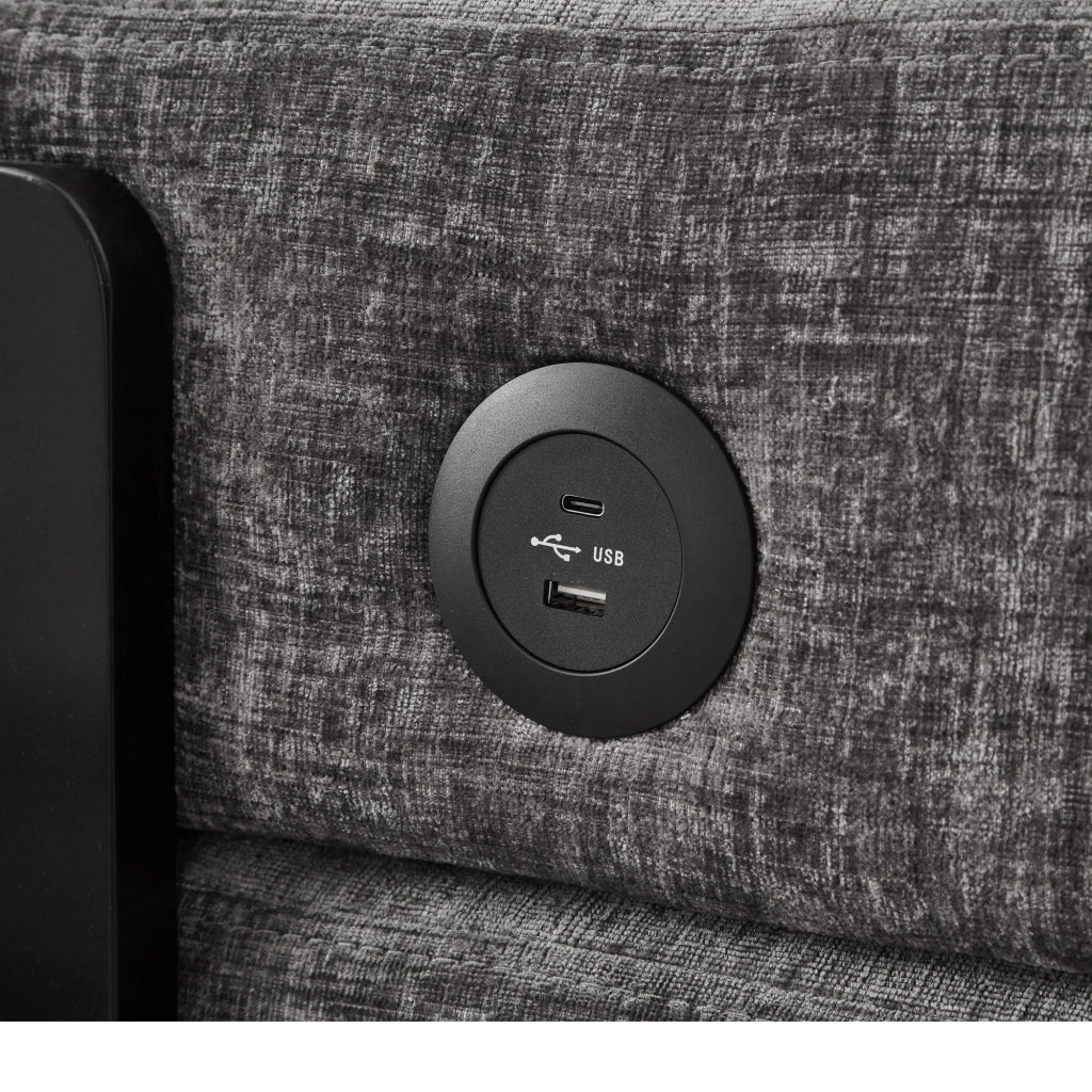Divano letto pieghevole 2 in 1 con funzione letto porte USB e Type-C tasche laterali e box contenitore in tessuto dark grey
