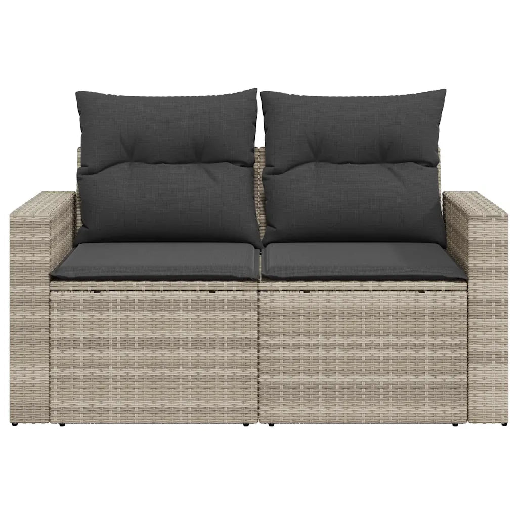 Divano da Giardino con Cuscini 2 Posti Grigio Chiaro Polyrattan