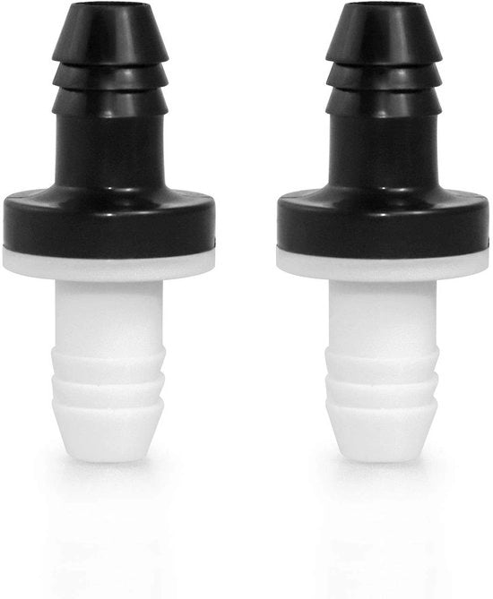 Valvola di ritorno 10 mm - 2 pezzi - Materiale ABS di alta qualità - Resistente all'acido e all'alcali - Membrana di gomma siliconica - Intervallo di temperatura 20-50 °C - Valvola di controllo