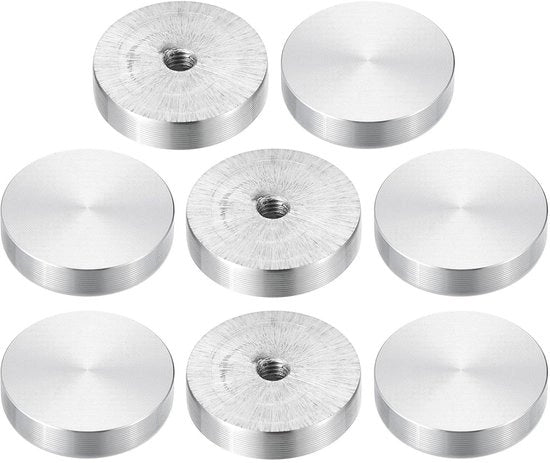 Disco Circolare in Alluminio con Viti M6, 30 mm di Diametro, 8 pezzi - Adattatore per Tavolo in Vetro - Hardware - Disco Circolare
