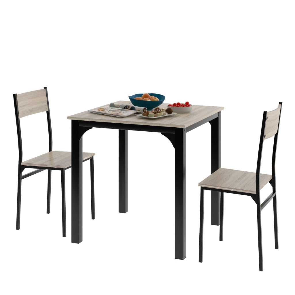 Set da pranzo con tavolo e 2 sedie, design salvaspazio, colore naturale