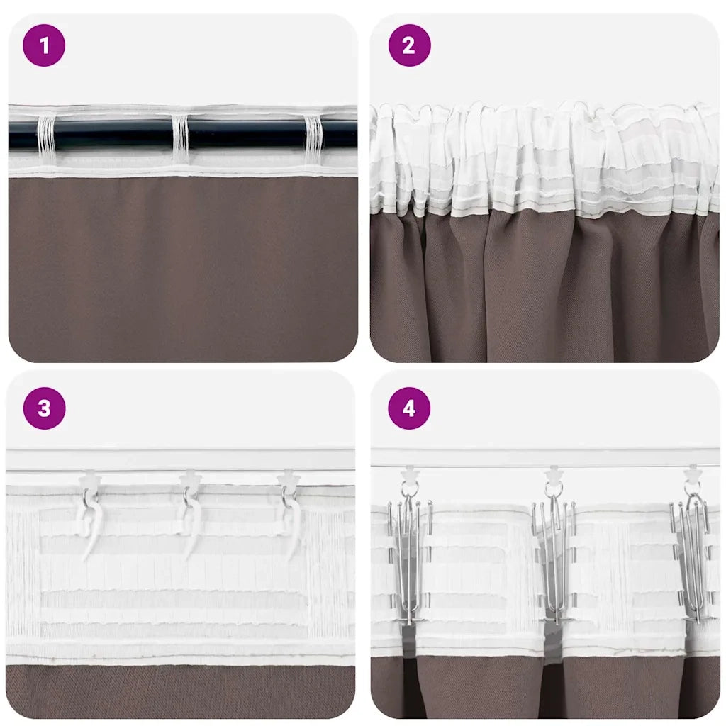 vidaXL Tende con tende 2 pcs Marrone scuro Poliestere