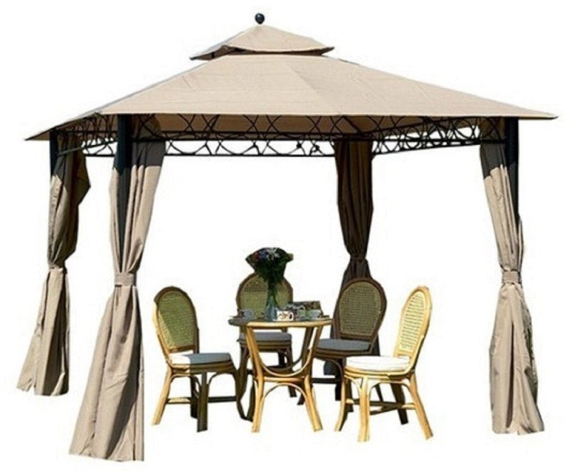 Gazebo da Giardino in Acciaio 3x3m Teli in Poliestere Bauer Beige