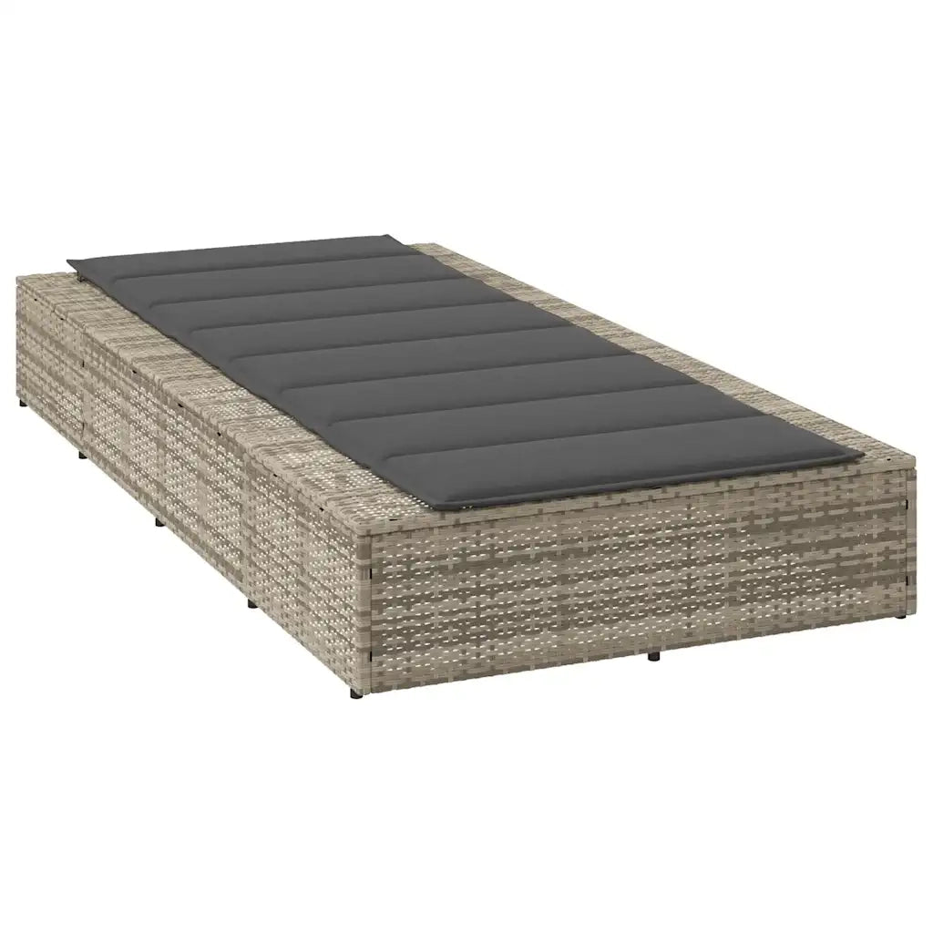 Lettino con Cuscino Galleggiante Grigio Chiaro in Polyrattan 4104207
