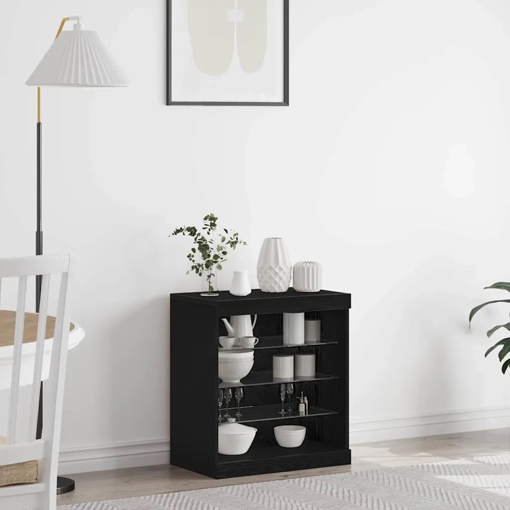 Madia LED Rovere Nero 60,5 x 37 x 67 cm Legno multistrato 863044