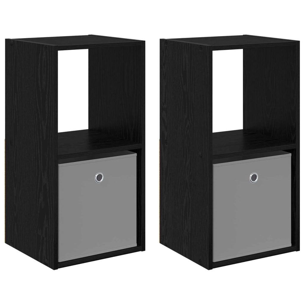 Comodino 2 pcs Rovere Nero 35 x 32 x 68,5 cm Legno multistrato