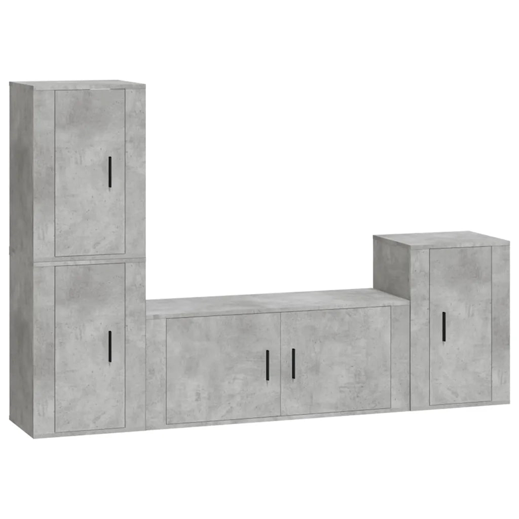 Set di Mobili Porta TV 4 pz Grigio Cemento in Legno Multistrato 3188602