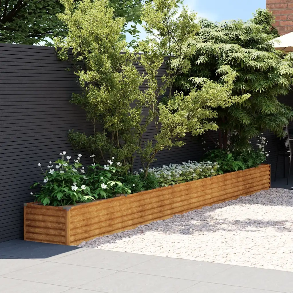 Fioriere | Cassetta per fiori | Letto rialzato da giardino 482x50x36 cm in acciaio Corten