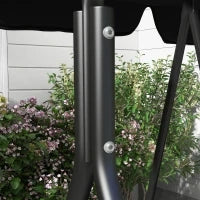 Dondolo da Giardino 3 Posti con Tetto Inclinabile, Cuscini per Seduta e Schienale, Acciaio e Poliestere, Nero