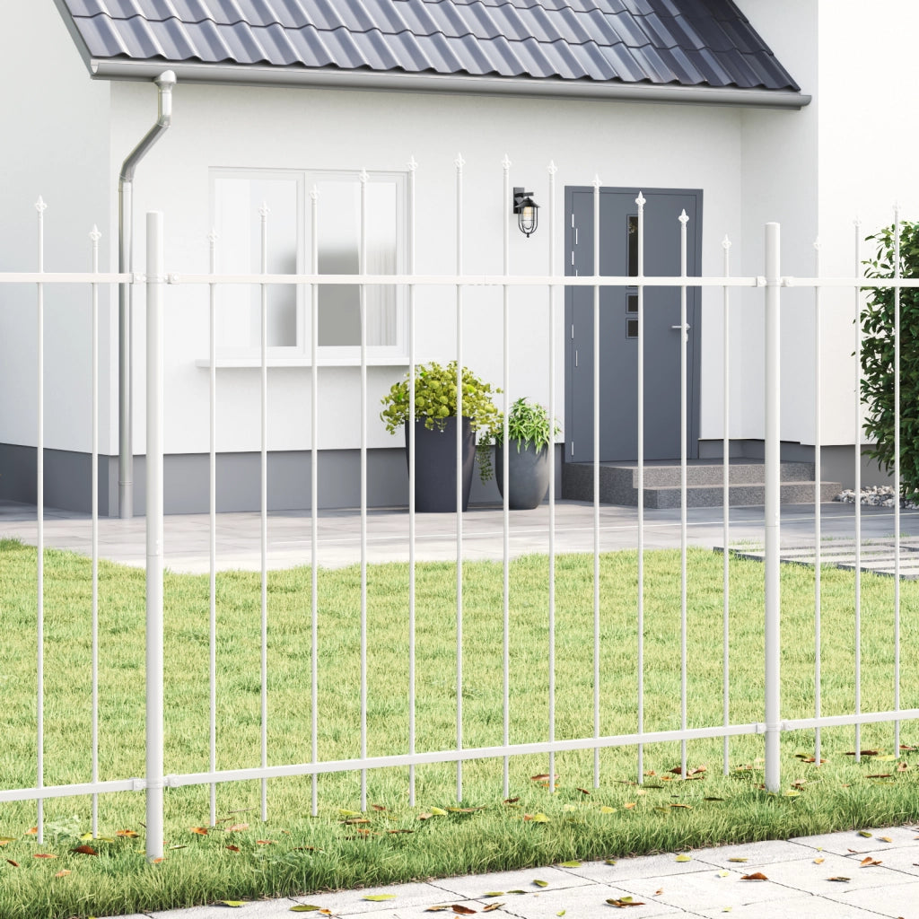 Recinzione da giardino  con cima ad arco bianca 10,2x1,5 m in acciaio