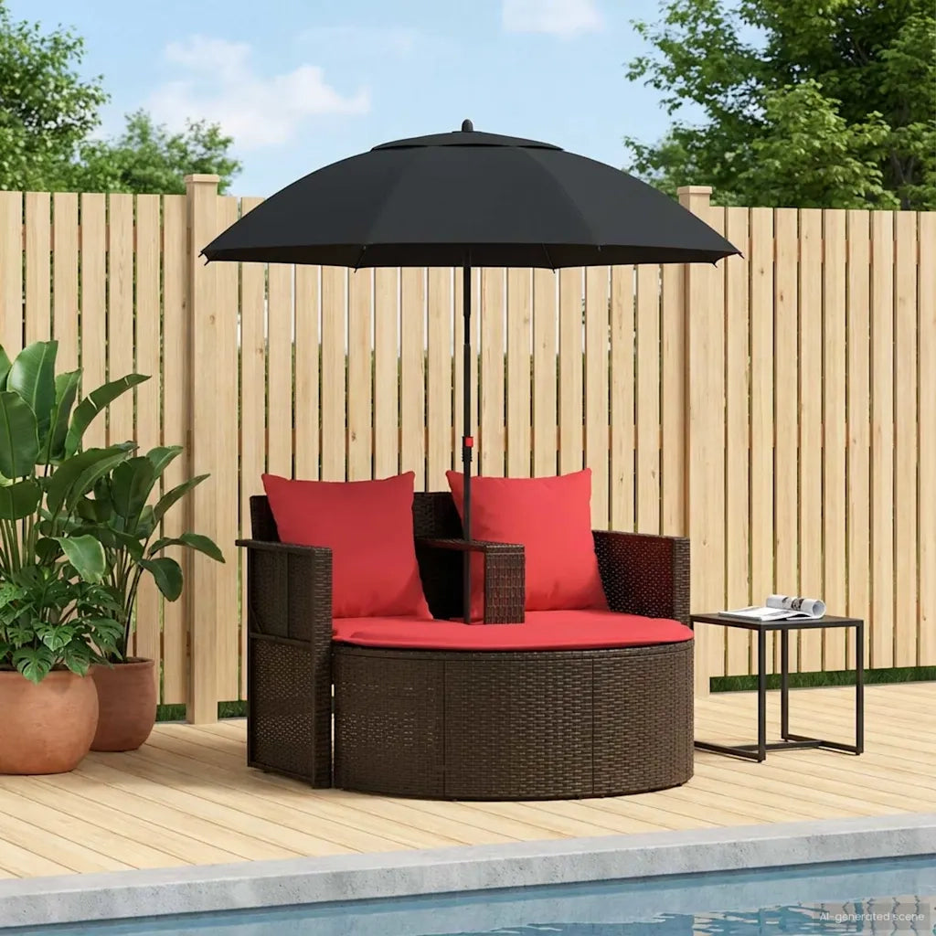 Divano da giardino Marrone e Rosso 168 x 168 x 180 cm