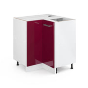 Mobile ad angolo cucina R-Line Rosso lucido/Bianco 75.6 cm senza piano di lavoro Vicco