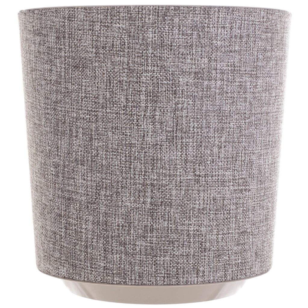 Vaso da fiori KADAX, rotondo, color tortora, con motivo in tessuto, 30 cm
