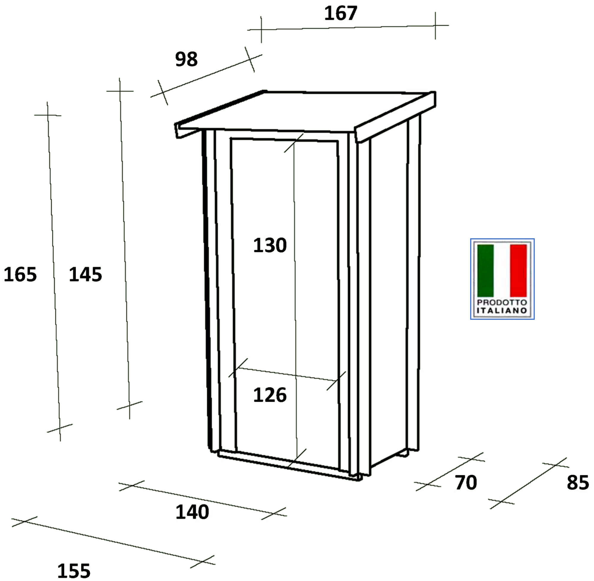 Casetta Box da Giardino per Attrezzi 155x85 cm con Porta Doppia Cieca in Legno Naturale
