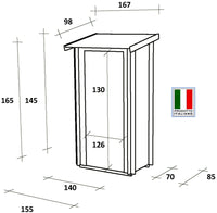 Casetta Box da Giardino per Attrezzi 155x85 cm con Porta Doppia Cieca in Legno Naturale