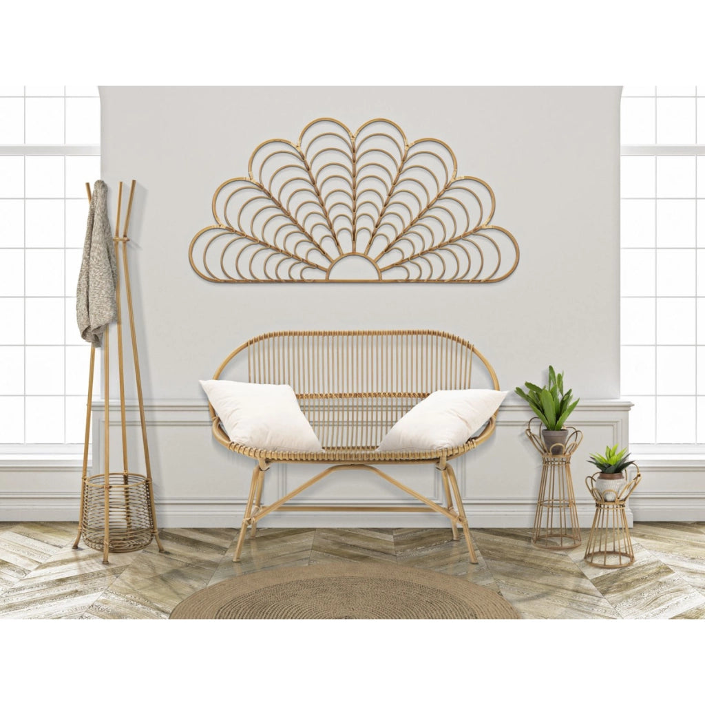 Appendiabiti porta-ombrelli Panama in ferro e rattan 49x49x175 cm