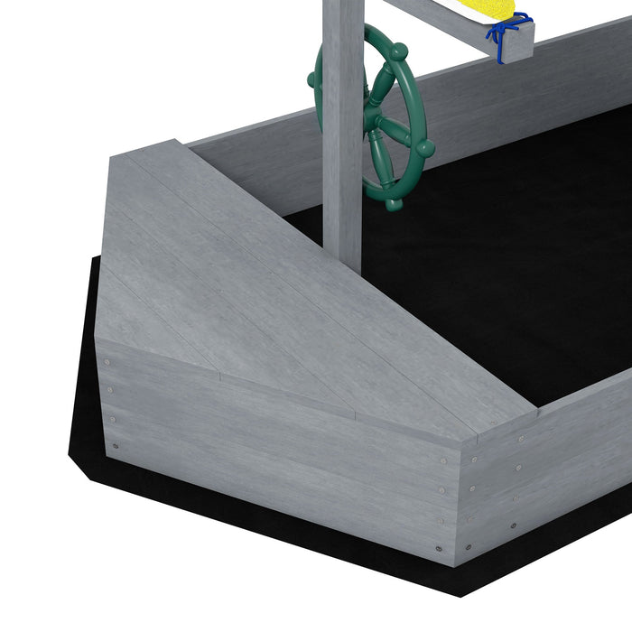 Sabbiera per Bambini 3-8 Anni a forma di Barca 190x90x138 cm in Legno di Abete e Poliestere