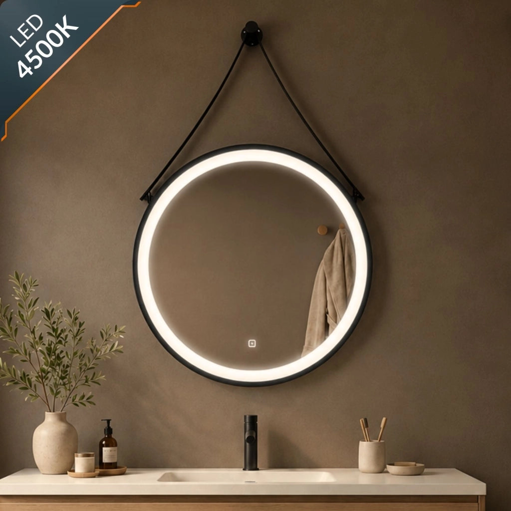 Specchio per ambienti bagni e zone benessere tondo retroilluminato led con interruttore touch *** misura Ø60, tonali...