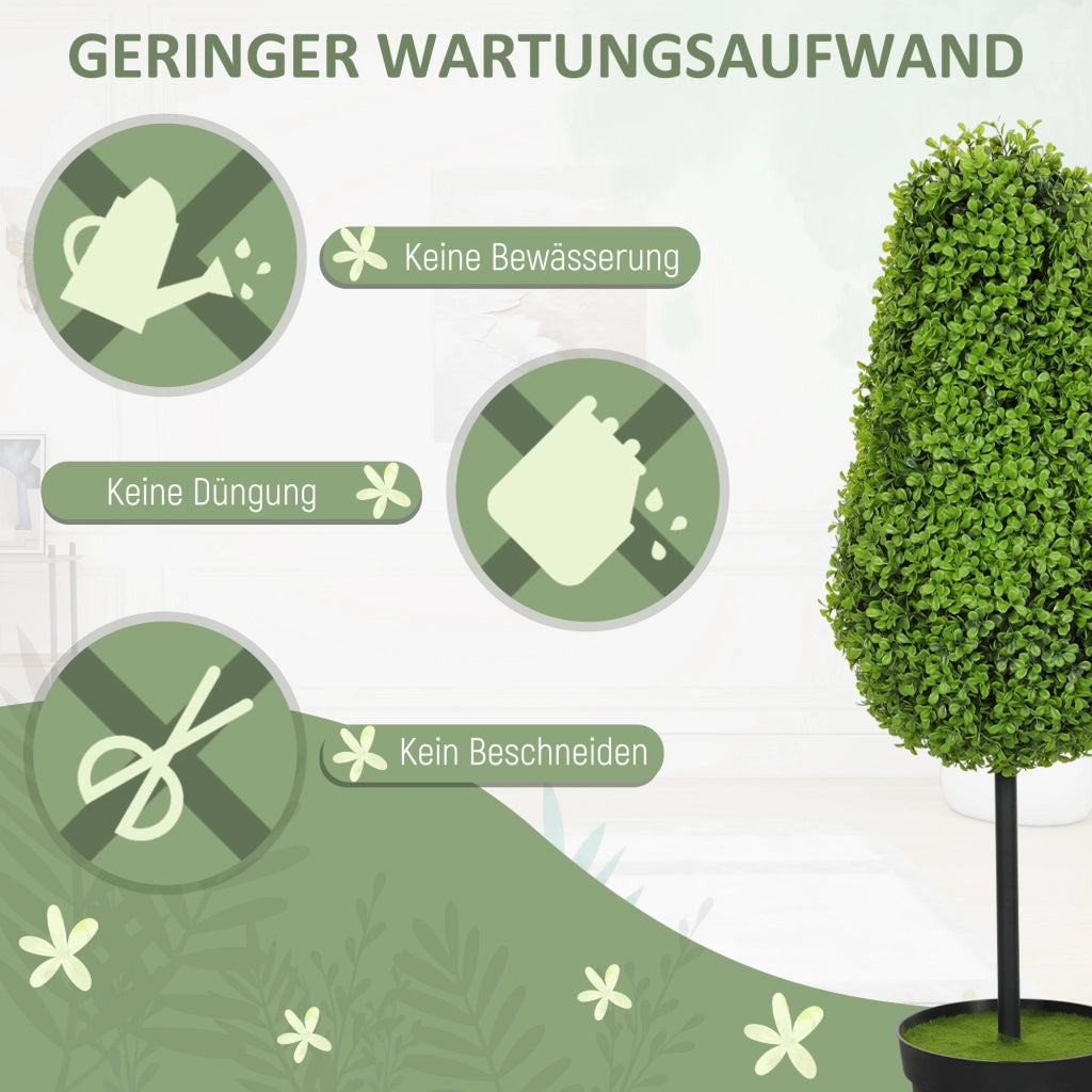 Set 2 Pezzi Finto Bosso in Vaso 90cm ¨C zephmum ¨C Verde Plastica