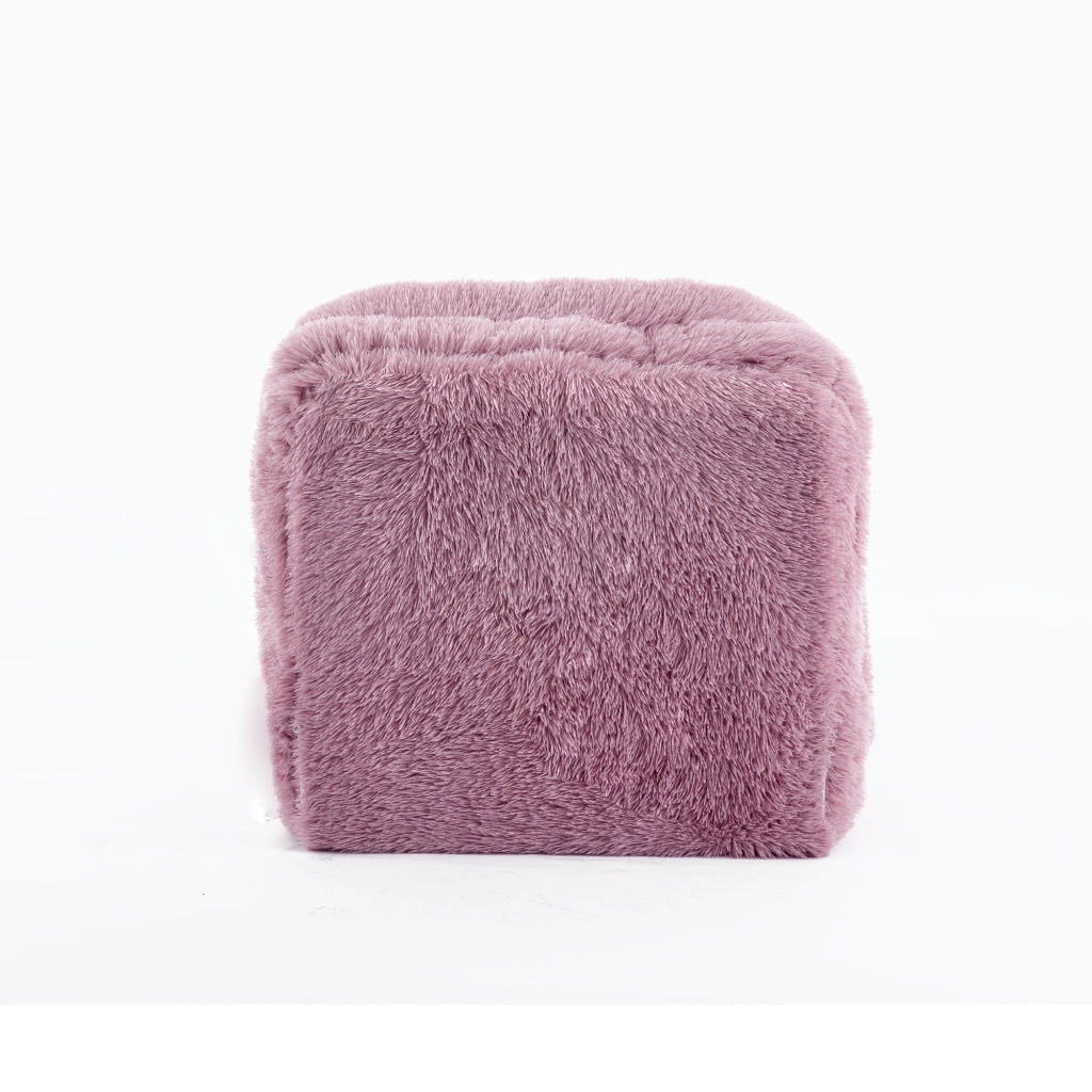 Poltrona Convertibile 1 Posto con Schienale Reclinabile a 5 Posizioni e Cuscino, in Tessuto Peluche, Rosa