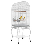 Gabbia per uccelli con ruote e ripiano amovibile ¨C zephmum ¨C 51x51x153 cm bianco