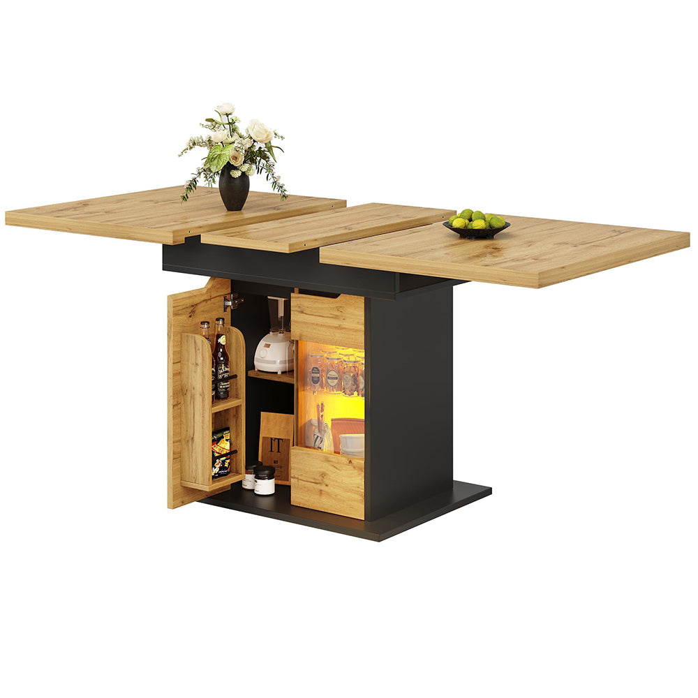 Tavolo estensibile - Xylo - 110-140x80cm con LED e ripiano snack