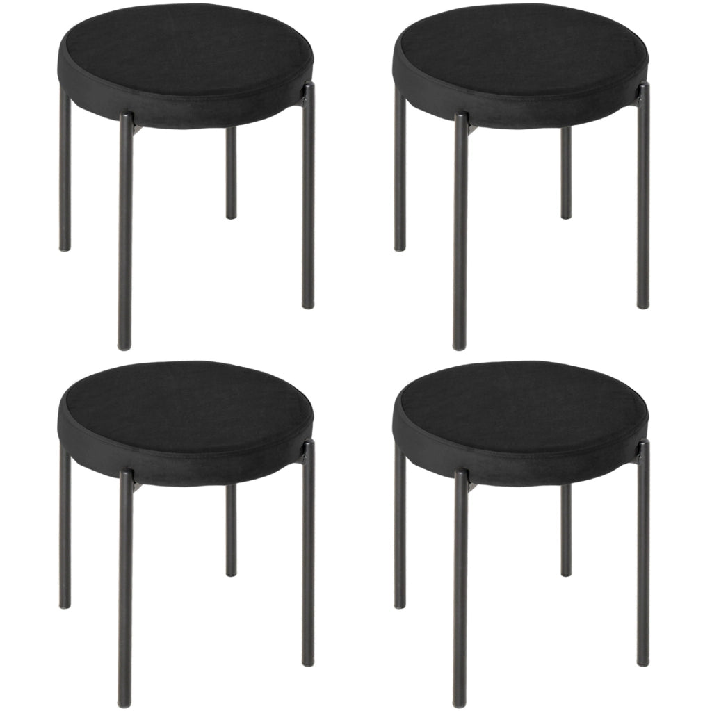 Set di 4 sgabelli da pranzo impilabili neri in metallo
