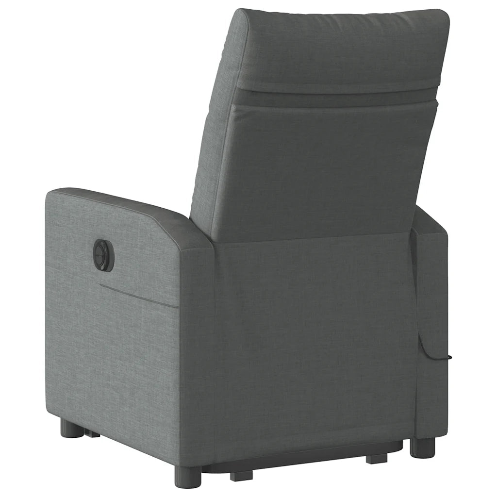 Poltrona | Sedia Relax Alzapersona Massaggi Reclinabile Grigio Scuro Tessuto